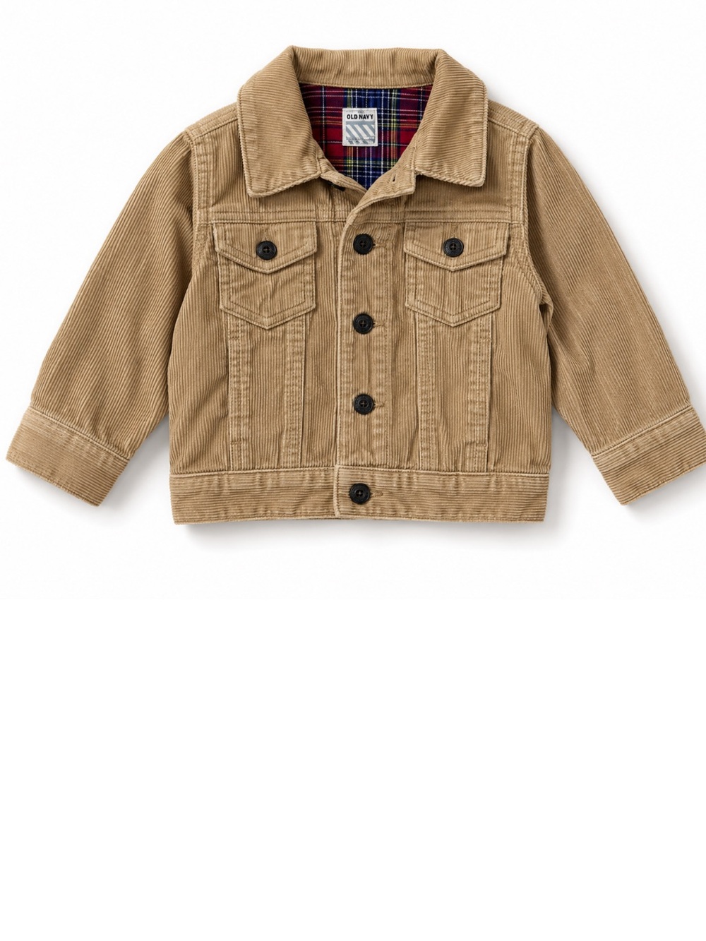 Old Navy Toddler Corduroy Jacket in Tan Plaid Lining